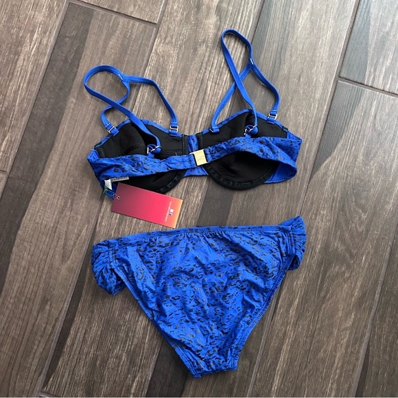 NWT LUXE by Lisa Vogel Blue Animal Print Bikini Swimsuit Sz 6 - Picture 4 of 9